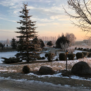 Winter in Tałty und glitzernder Frost